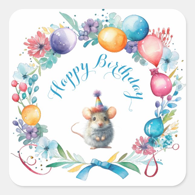 Pegatina de Gorra con el ratón lindo (Anverso)