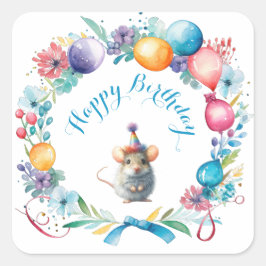 Pegatina de Gorra con el ratón lindo