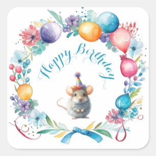 Pegatina de Gorra con el ratón lindo