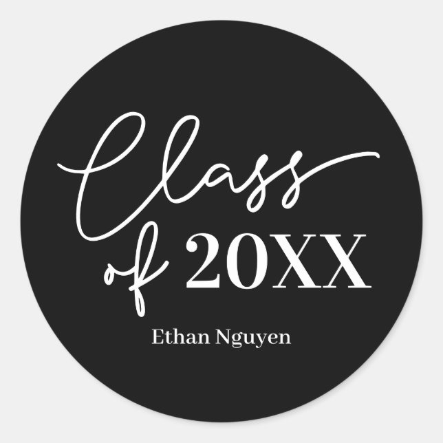 Pegatina de graduación de color editable con senci (Anverso)