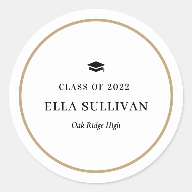 Pegatina de graduación de color editable de la gal (Anverso)