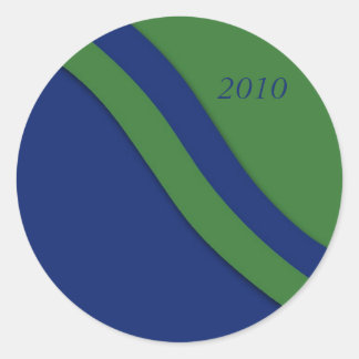 Pegatina de graduación de ola verde azul