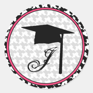 Pegatina de Graduación Monograma - Houndstoth y Pi