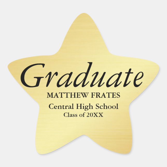 Pegatina de graduación personalizada Gold Star (Anverso)
