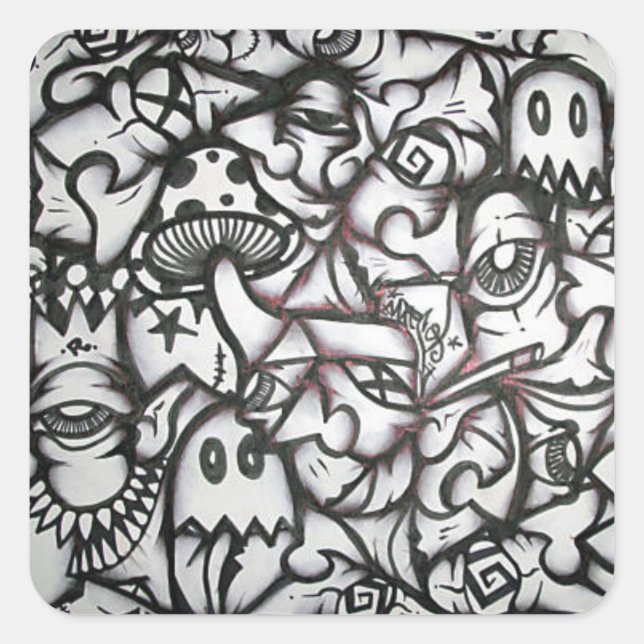 pegatina de grafitis por collage rico (Anverso)
