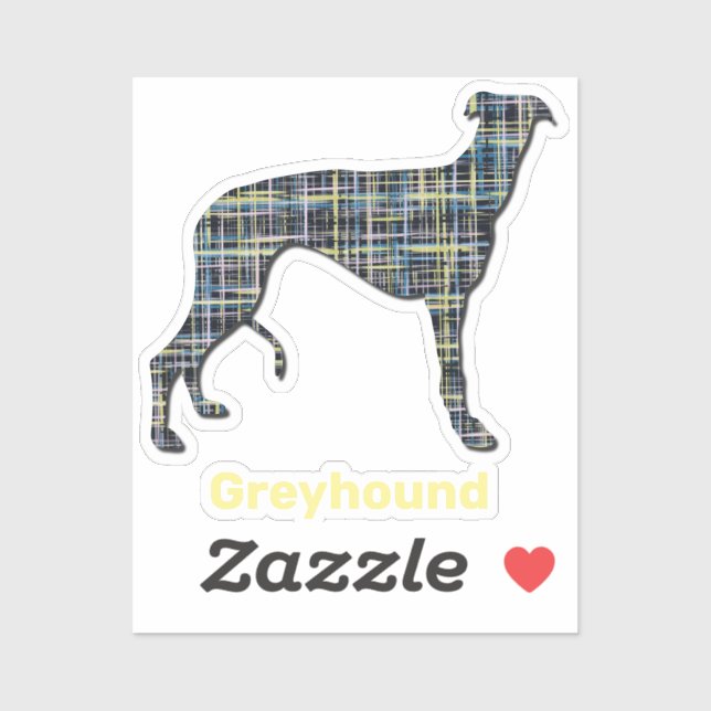 Pegatina de Greyhound Yellow & Blue Grid Lines Per (Hoja)