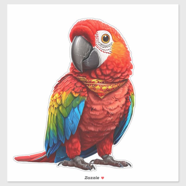 Pegatina de Guacamayo Escarlata Idea de Regalo de  (Hoja)
