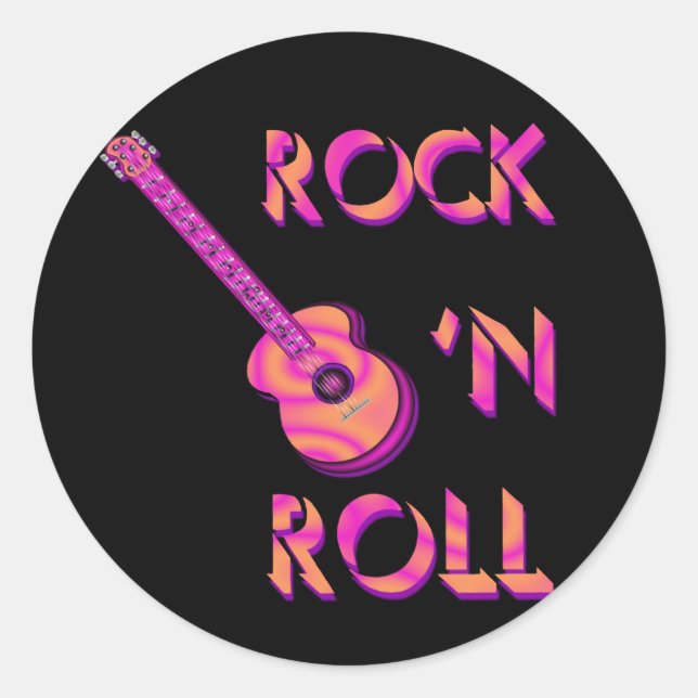 Pegatina de guitarra acústica Rock 'n Roll (Anverso)