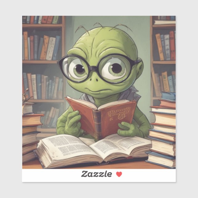 Pegatina de gusanos de libro (Hoja)