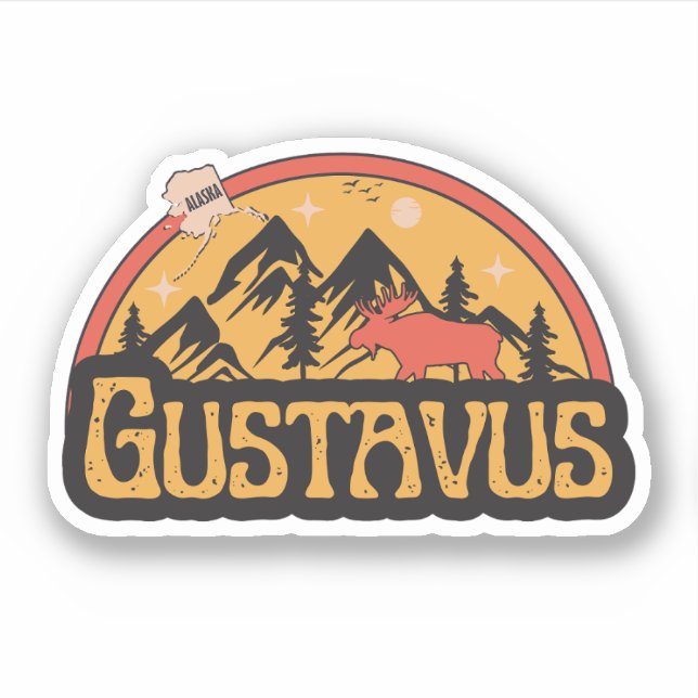 Pegatina de Gustavus, Alaska (Anverso)