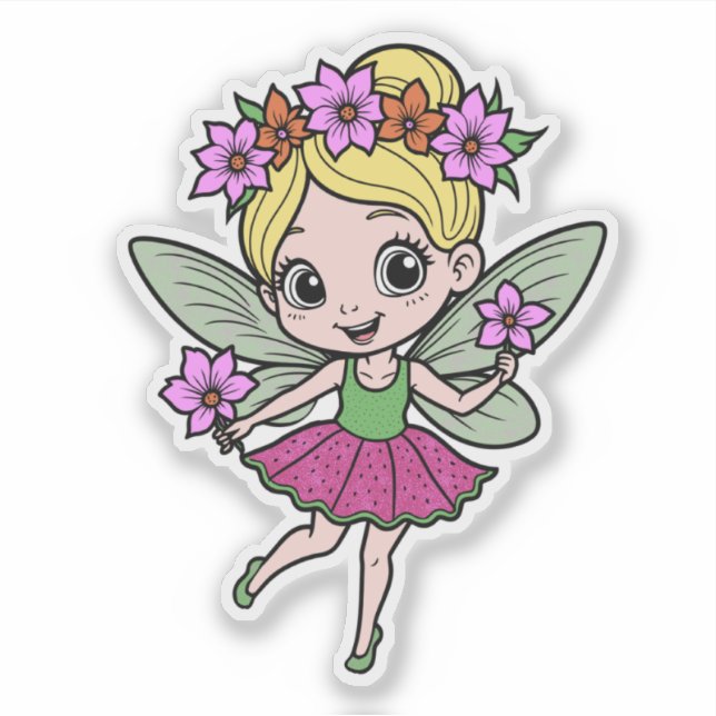 Pegatina de Hada de Flor de Sandía (Anverso)