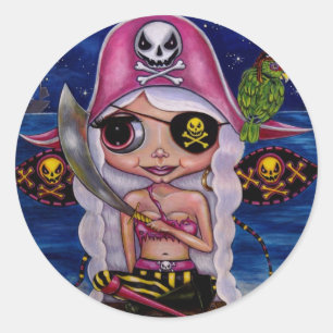 Pegatina de hadas piratas rosadas