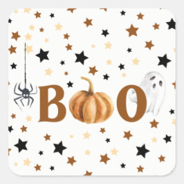 Pegatina de Halloween Boo Square