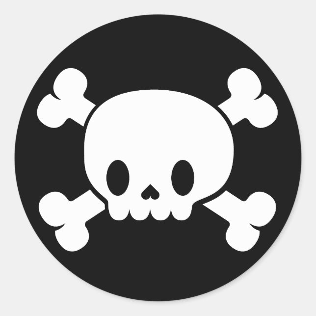 Pegatina de Halloween con cráneo y cruces (Anverso)