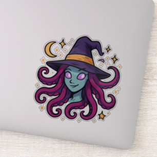 Pegatina de Halloween de Bruja con Cabello de Tent
