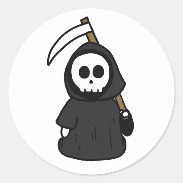 Pegatina de Halloween de Cute Grim Reaper (Anverso)