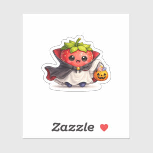 Pegatina de Halloween de fresa vampiro linda 