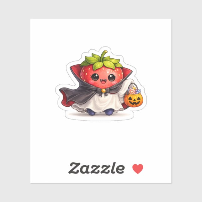 Pegatina de Halloween de fresa vampiro linda  (Hoja)