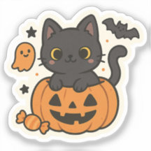 Pegatina de Halloween de gato negro lindo - Calaba