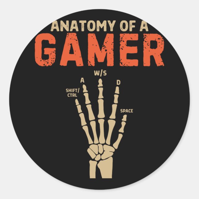 Pegatina de Halloween de la mano de Gamer (Anverso)
