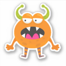 Pegatina de Halloween de Monstruo Pequeño Naranja 