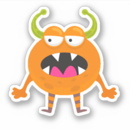 Pegatina de Halloween de Monstruo Pequeño Naranja 