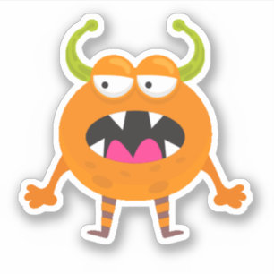 Pegatina de Halloween de Monstruo Pequeño Naranja 