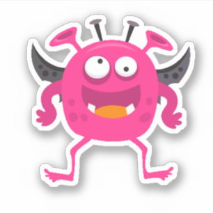 Pegatina de Halloween de Monstruo Pequeño Rosa Lin