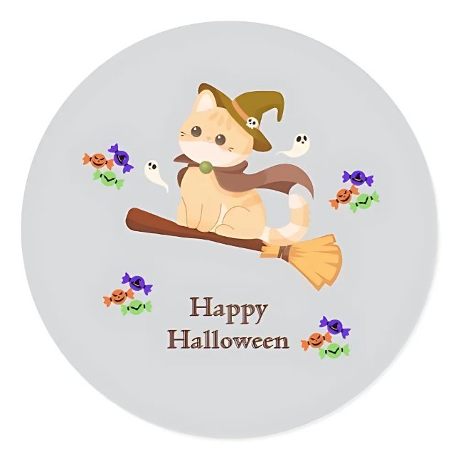 Pegatina de Halloween, felino malvado personalizab (Subido por el creador)