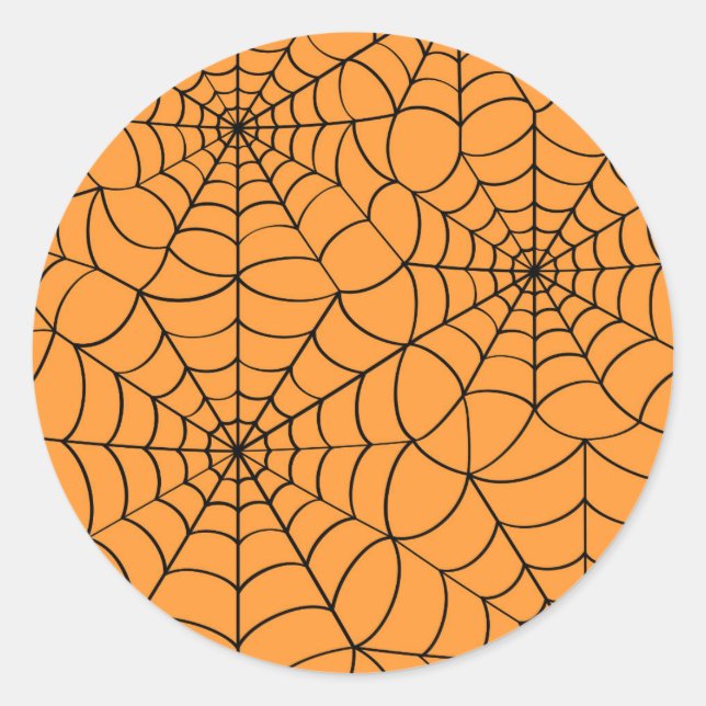 Pegatina de Halloween Naranja con Spider Web (Anverso)