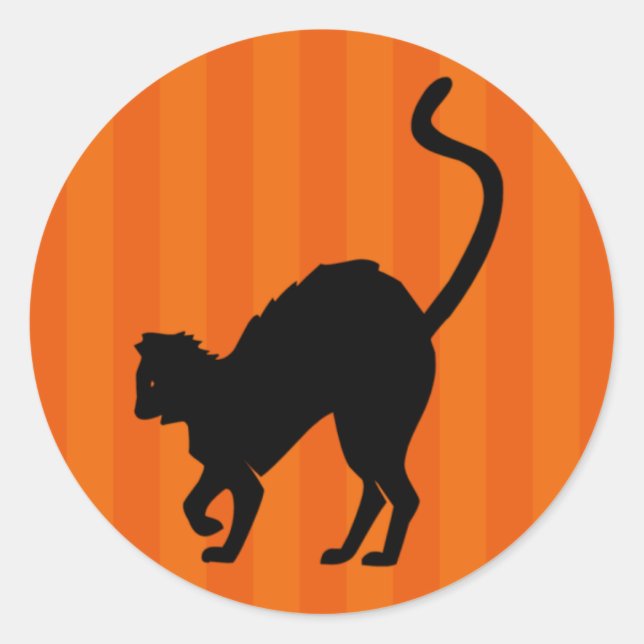 Pegatina de Halloween, un gato aterrador (Anverso)