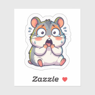 Pegatina de hámster kawaii sorprendido