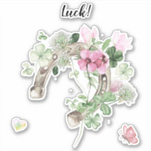 Pegatina de herradura y flores