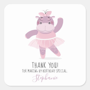 Pegatina de Hippo Ballerina Square