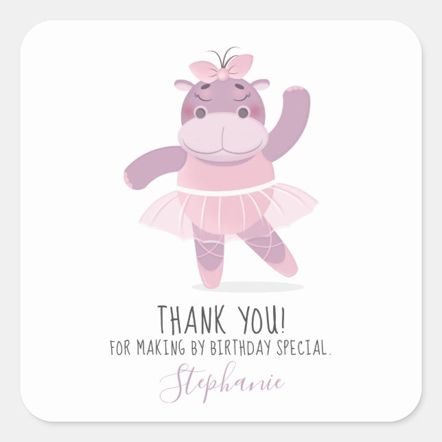 Pegatina de Hippo Ballerina Square (Anverso)