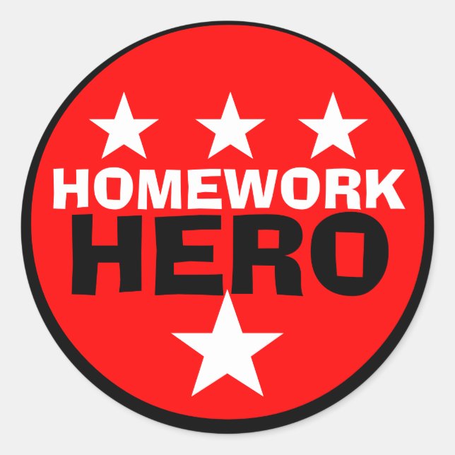 Pegatina de Homework Hero School (Anverso)