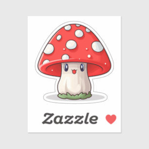 Pegatina de hongos de la capa roja de Kawaii