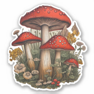 Pegatina de hongos rojos