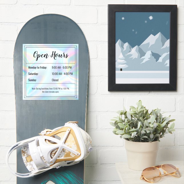 Pegatina de horas abiertas transparentes (snowboard)