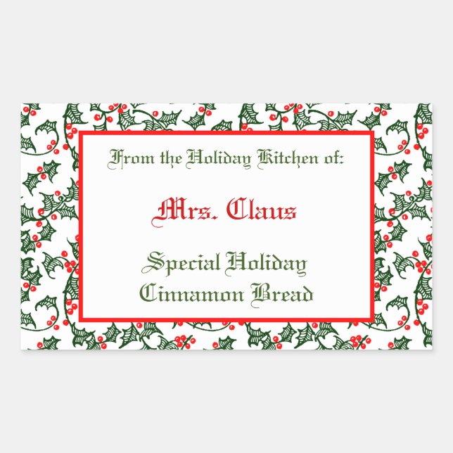 Pegatina de hormigón editable de Green Holly Red B (Anverso)