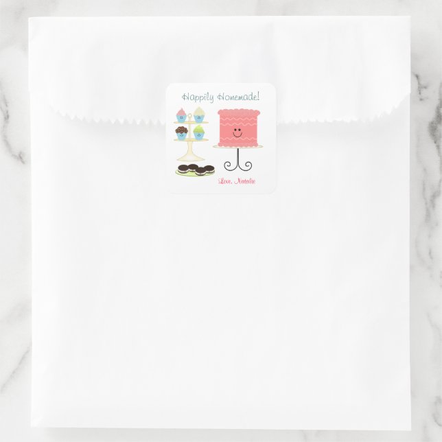 Pegatina de horneado casero feliz (Bolso)