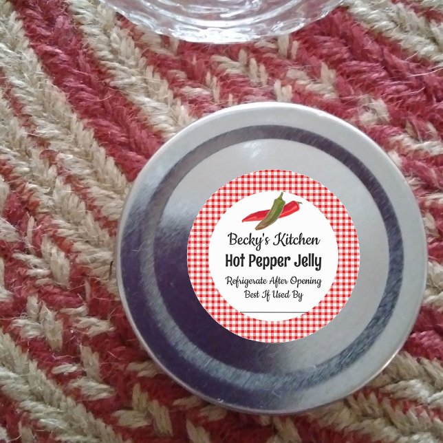Pegatina de Hot Pepper Jelly Canning Jar (Custom Hot Pepper Jelly Stickers)