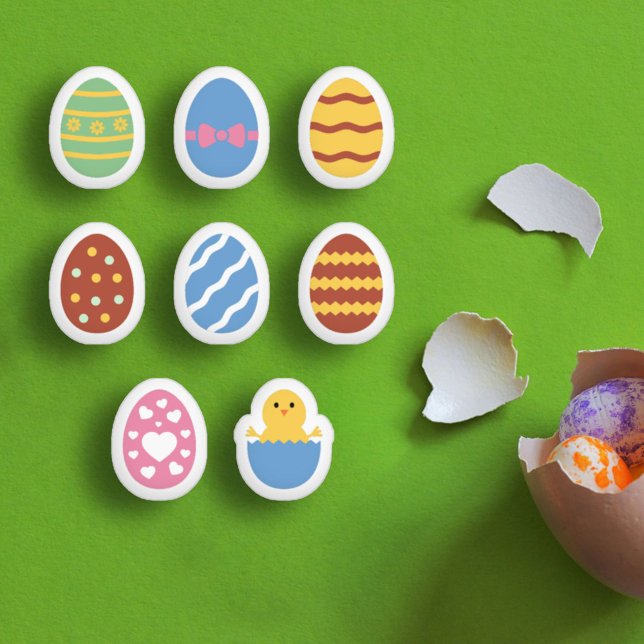Pegatina de Huevos de Pascua para Niños Decorados (Decorated Kids Easter Eggs Sticker)