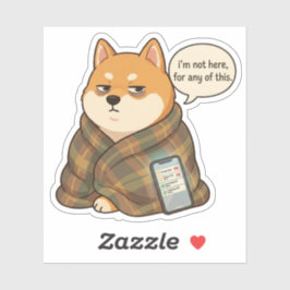 Pegatina de humor de Shiba Inu introvertido emocio