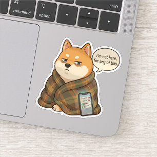 Pegatina de humor de Shiba Inu introvertido emocio