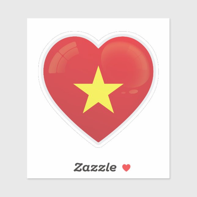 Pegatina de icono de amor con bandera de Vietnam (Hoja)