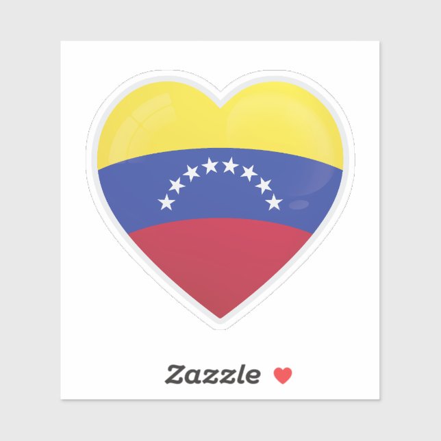 Pegatina de ícono de amor de bandera de Venezuela (Hoja)