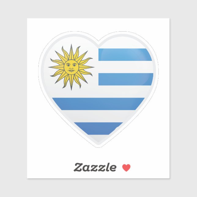 Pegatina de ícono de amor de bandera uruguaya (Hoja)