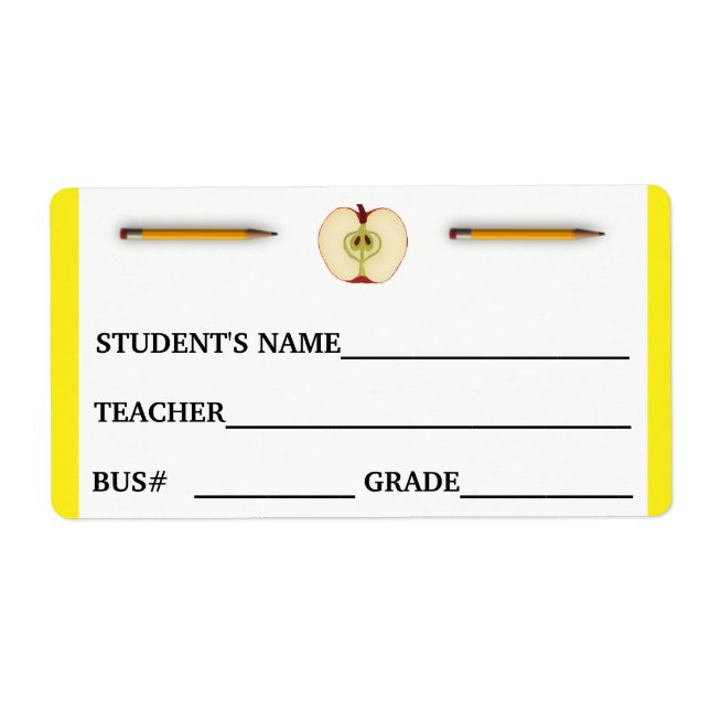 Pegatina de identificación de estudiante y número  (Frente)