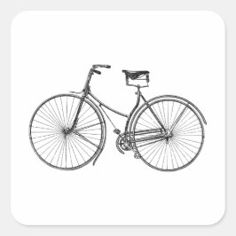 Pegatina de ilustración de bicicleta en blanco y n